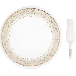 Easy Life Assiette à gâteau avec pelle de service FESTIVE> Services De Table En Porcelaine​|Festive