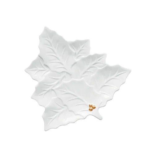 Easy Life Assiette en porcelaine de 22×22 cm HOLLY & BERRIES WHITE Best