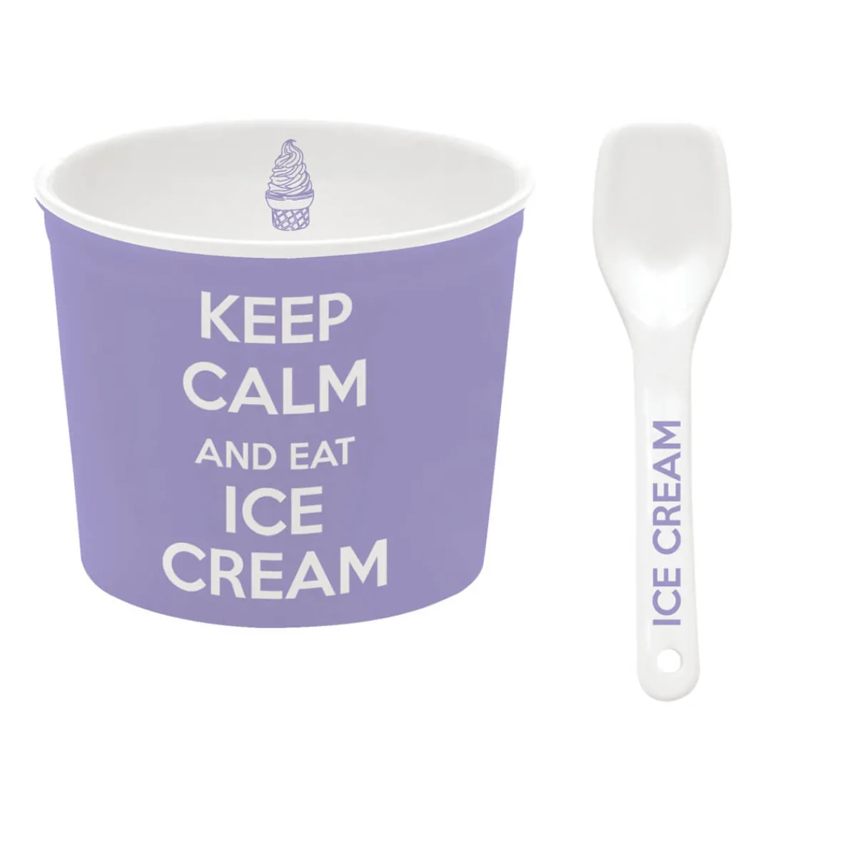 Easy Life Bol à glace avec cuillère, dans une boîte Keep CALM AND EAT ICE CREAM PURPLE Hot