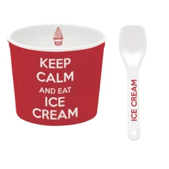 Easy Life Bol à glace avec cuillère, dans une boîte Keep CALM AND EAT ICE CREAM RED Sale
