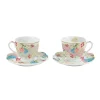 Easy Life Coffret de 2 tasses avec soucoupes en porcelaine, 225 ml chacune, dans une boîte cadeau PRINTEMP Discount