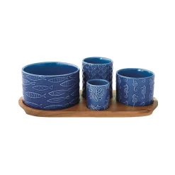 Easy Life Ensemble apéritif avec 4 bols et plateau SEA LIFE> Services De Table En Porcelaine​|Sea Life