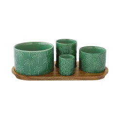 Easy Life Ensemble apéritif avec 4 bols et un plateauTROPICANA> Nature|Services De Table En Porcelaine