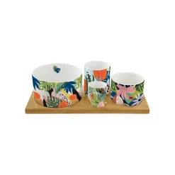 Easy Life Ensemble apéritif avec 4 bols TROPICAL VIBES> Coffret Cadeau|Services De Table En Porcelaine