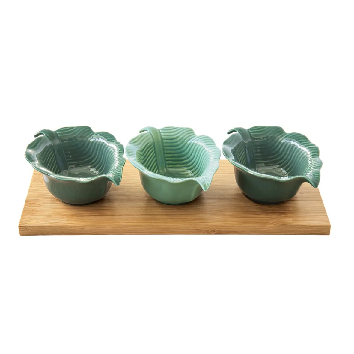Easy Life Ensemble apéritif avec plateau en bambou et 2 bols en porcelaine en forme de feuilleCarre MADAGASCAR Discount