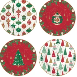 Easy Life Ensemble de 4 assiettes à dessert JINGLE BELLS> Services De Table En Porcelaine​|Jingle Bells