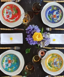 Easy Life Ensemble de 4 assiettes àdessert MARAJAH> Ethnique|Services De Table En Porcelaine​