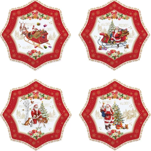 Easy Life Ensemble de 4 assiettes àdessert Ø 16 cm en porcelaine CHRISTMAS MEMORIES Best