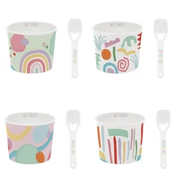 Easy Life Ensemble de 4 bols à glace avec cuillères GOOD VIBES Clearance