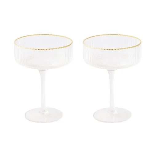 Easy Life Ensemble de 2 coupes à champagne avec fil d’or FESTIVE Clearance