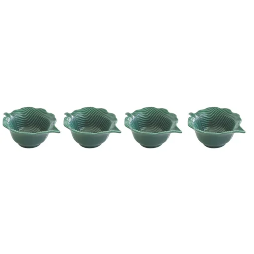 Easy Life Ensemble de 4 mini bols en porcelaine en forme de feuille TROPICAL LEAVES GREEN Online
