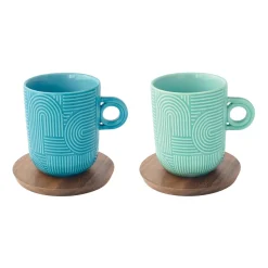Easy Life Ensemble de 2 mugs avec soucoupe TAKE A LOOP ASS.1> Quotidienne|Petit Dejeuner