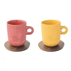 Easy Life Ensemble de 2 mugs avec soucoupe TAKE A LOOP ASS.2> Quotidienne|Petit Dejeuner