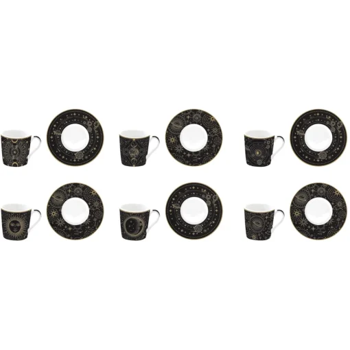 Easy Life Ensemble de 6 petites tasses à espresso de 100 ml avec soucoupes, dans une boîte cadeau CELESTIAL Sale