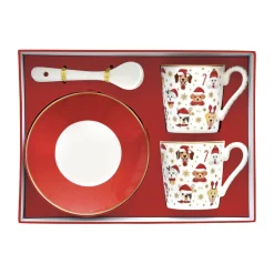 Easy Life Ensemble de 2 petites tasses à espresso avec soucoupes et cuillères CHRISTMAS FRIENDS DOGS Clearance