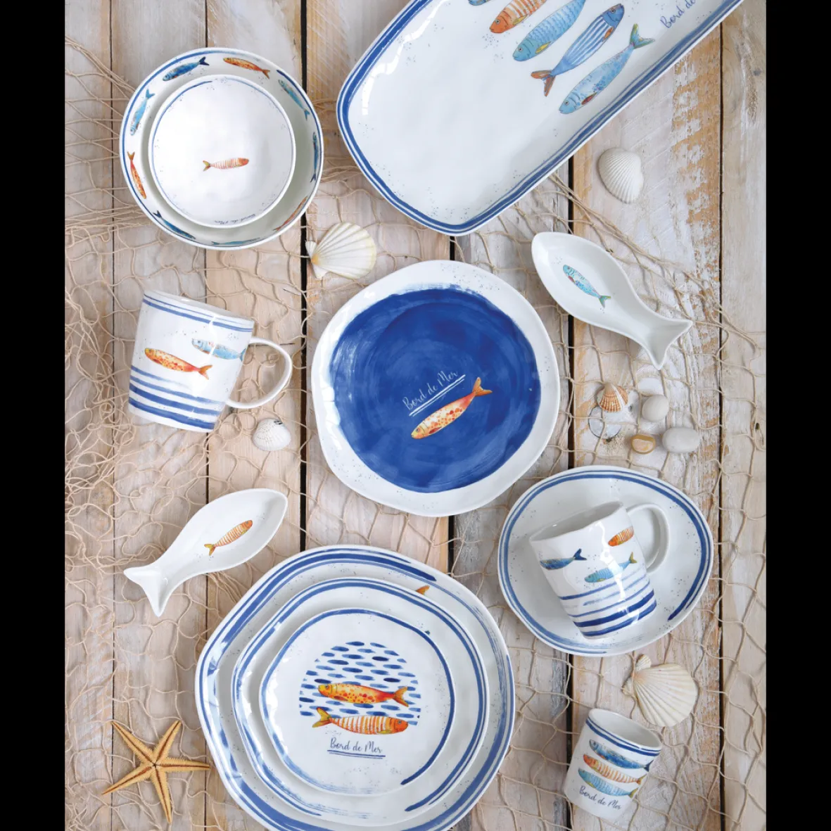 Easy Life Ensemble de 4 plateaux rectangulaires BORD DE MER