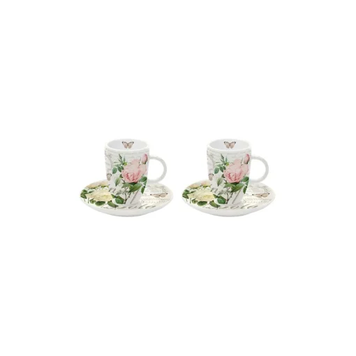Easy Life Ensemble de 2 tasses à café avec soucoupes JARDIN BOTANIQUE Discount