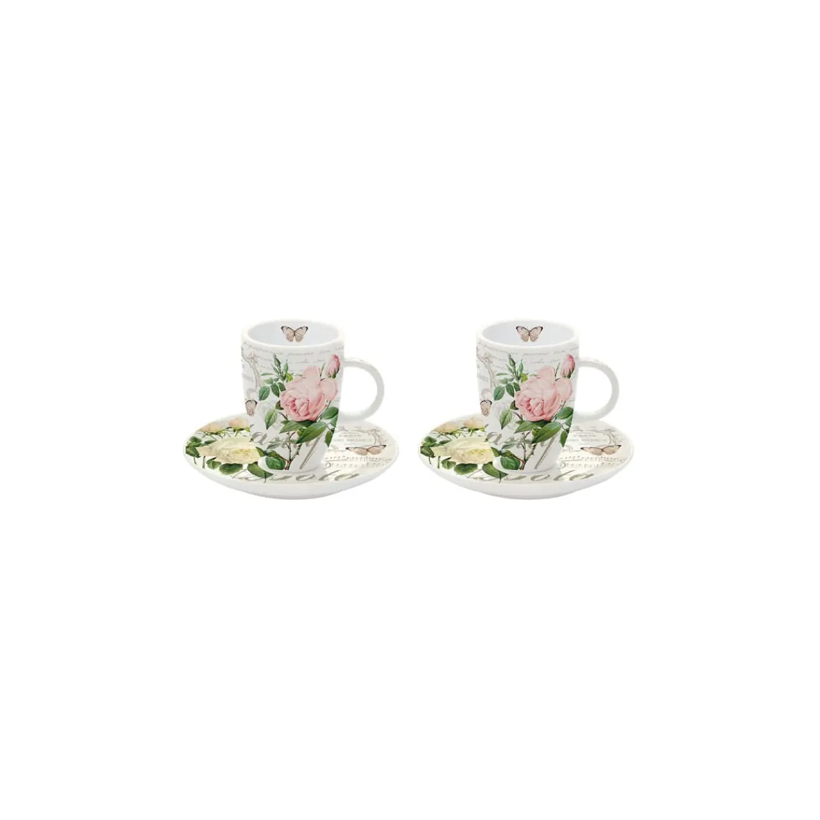 Easy Life Ensemble de 2 tasses à café avec soucoupes JARDIN BOTANIQUE Discount