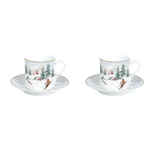 Easy Life Ensemble de 2 tasses à café avec soucoupe CHALET Best