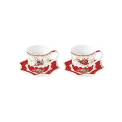 Easy Life Ensemble de 2 tasses à café avec soucoupes CHRISTMAS MEMORIES Sale