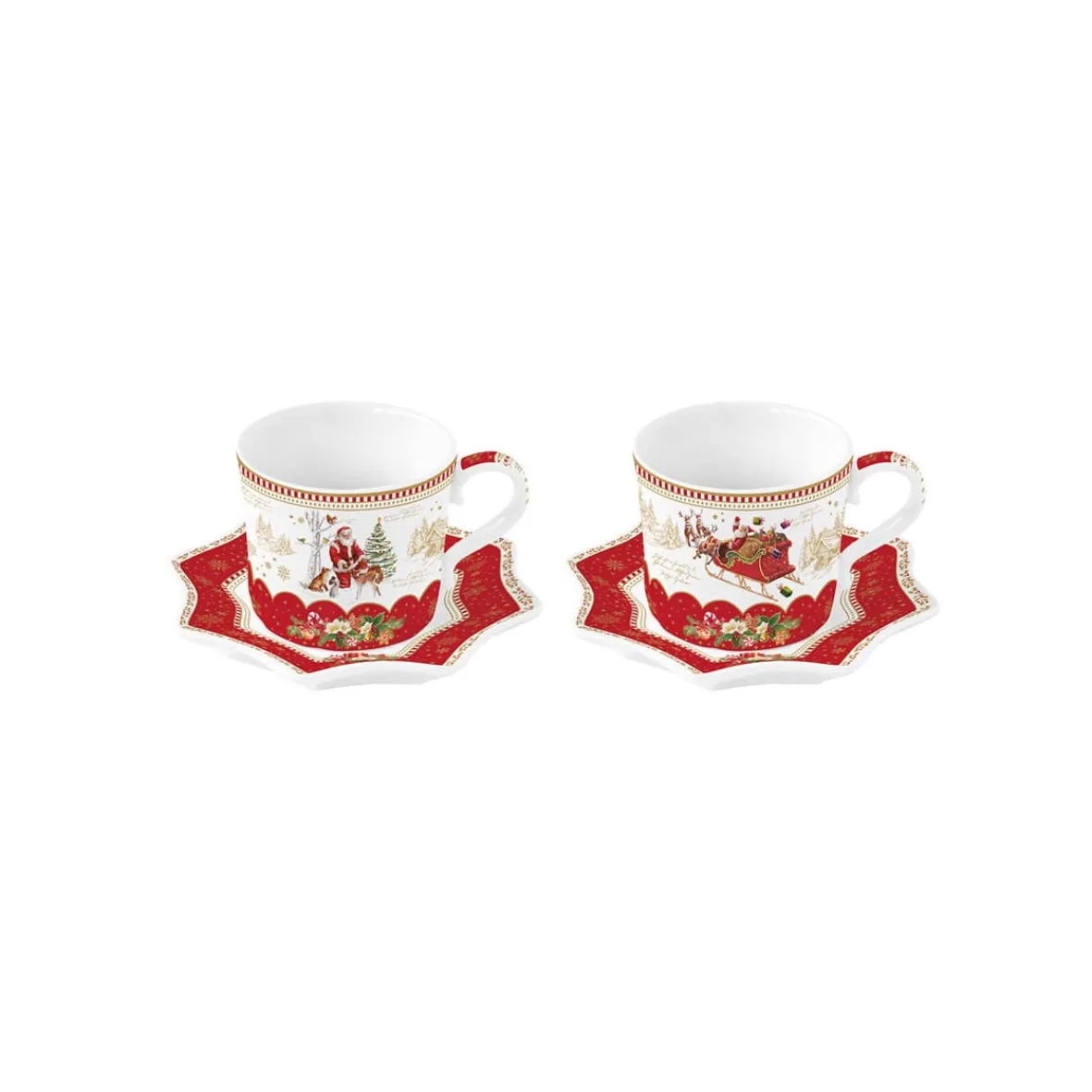 Easy Life Ensemble de 2 tasses à café avec soucoupes CHRISTMAS MEMORIES Sale