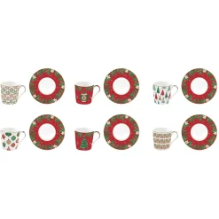 Easy Life Ensemble de 6 tasses à café avec soucoupe JINGLE BELLS Outlet