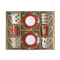 Easy Life Ensemble de 6 tasses à café avec soucoupe JINGLE BELLS Outlet