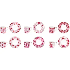 Easy Life Ensemble de 6 tasses à espresso avec soucoupes , 110 ml FLOWER POWER PINK Best