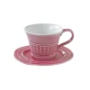 Easy Life Ensemble de 6 tasses à petit-déjeuner de 400 ml avec soucoupes en porcelaineDEEP PINK Sale