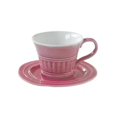 Easy Life Ensemble de 6 tasses à petit-déjeuner de 400 ml avec soucoupes en porcelaineDEEP PINK Sale