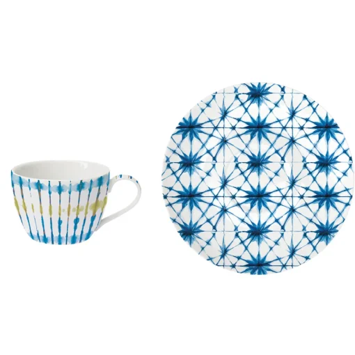 Easy Life Ensemble de 6 tasses à thé avec soucoupes SHIBORI 1 Clearance