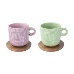 Easy Life Ensemble de 2 tasses à thé avec soucoupe TAKE A LOOP ASS.3> Quotidienne|Petit Dejeuner