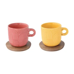Easy Life Ensemble de 2 tasses à thé avec soucoupe TAKE A LOOP ASS.2 Sale
