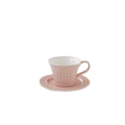 Easy Life Ensemble de 6 tasses à thé de 120 ml avec soucoupes en porcelaine AQUA LIGHT PINK New