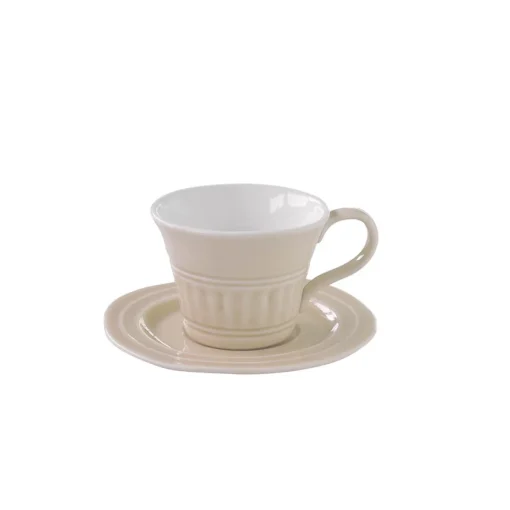 Easy Life Ensemble de 6 tasses à thé de 250 ml avec soucoupes en porcelaine BEIGE Online