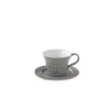 Easy Life Ensemble de 6 tasses à thé de 120 ml avec soucoupes en porcelaine AQUA GREY New