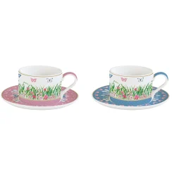 Easy Life Ensemble de 2 tasses avec soucoupes SPRING PARADE Best