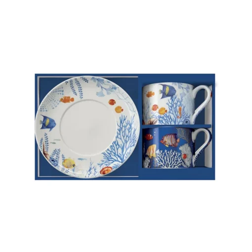 Easy Life Ensemble de 2 tasses avec soucoupes AQUARIUM Clearance