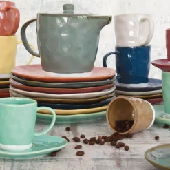 Easy Life Ensemble de 6 tasses de 250 ml avec soucoupes en porcelaine INTERIORS YELLOW Hot