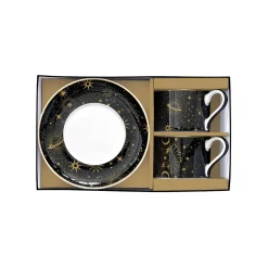 Easy Life Ensemble de 2 tasses de 240 ml avec soucoupes en porcelaine, dans une boîte cadeau CELESTIAL Online