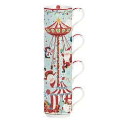 Easy Life Ensemble de 4 tasses empilables Santa’S Carousel> Noël|Petit Dejeuner
