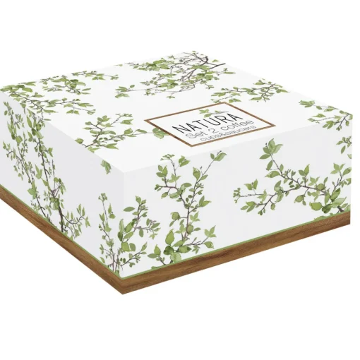 Easy Life Ensemble de 2 tasses en porcelaine de 120 ml avec soucoupes en acacia NATURA Hot