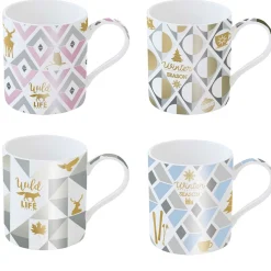 Easy Life Ensemble de 4 tasses en porcelaine de 350 ml avec décors assortis SHINE & COLOUR WINTER SEASON Sale
