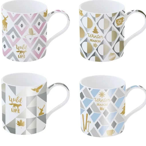 Easy Life Ensemble de 4 tasses en porcelaine de 350 ml avec décors assortis SHINE & COLOUR WINTER SEASON Sale