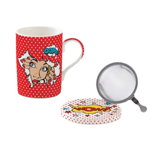 Easy Life Mug avec sous-verre et infuseur, 350 mlPOP ART New