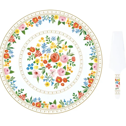 Easy Life Plat à gâteau avec pelle BOHO FLOWERS New