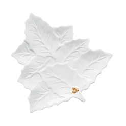 Easy Life Plat de service de 30×30 cm HOLLY & BERRIES WHITE> Noël|Services De Table En Porcelaine​