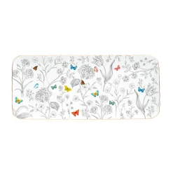 Easy Life Plateau de service rectangulaireFLEURS ET PAPILLONS> Nature|Services De Table En Porcelaine​