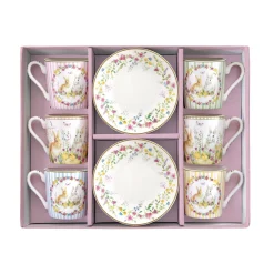 Easy Life Set 6 tasses à café avec soucoupe HAPPY EASTER