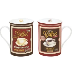 Easy Life Set 2 tasses de porcelainedans uneboîte en fer-blanc VINTAGE COFFEE Discount